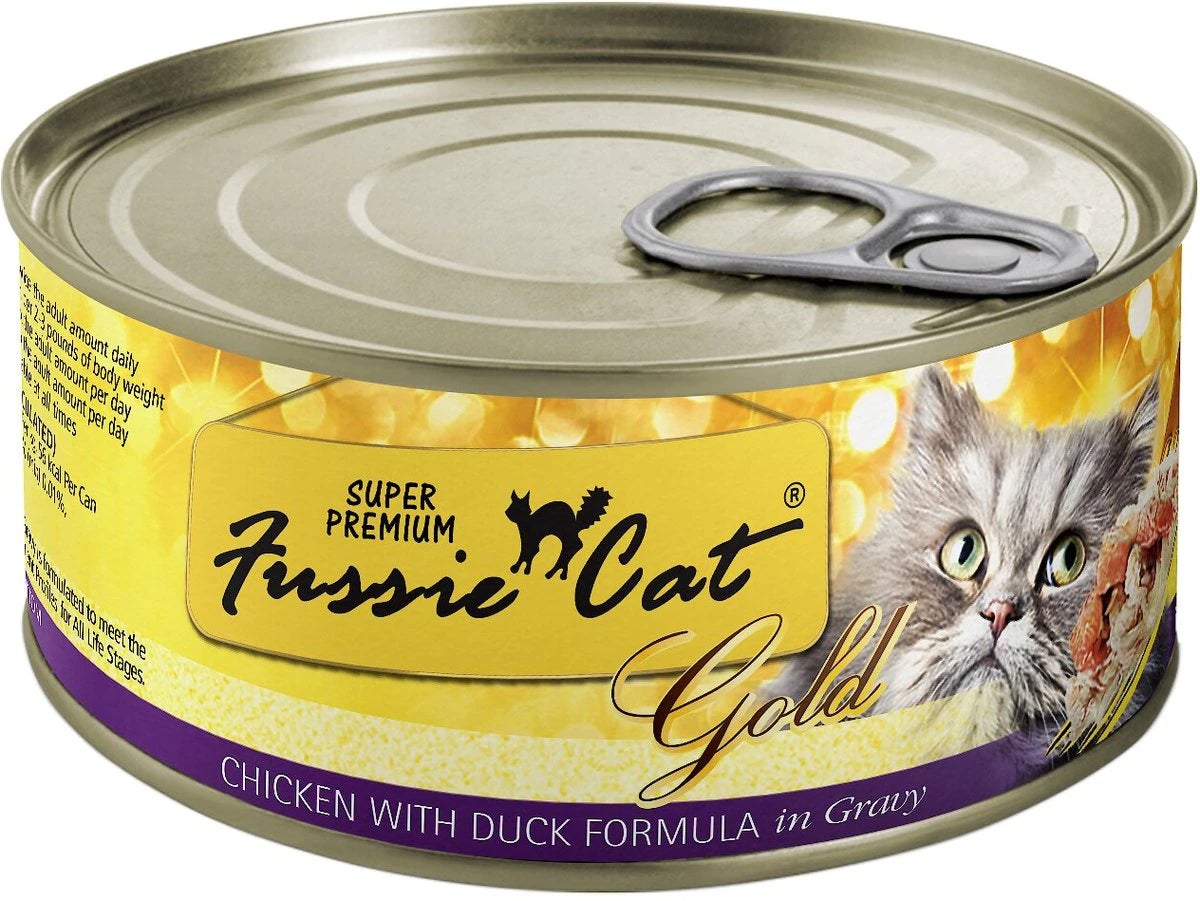 Fussie Cat Gold Label Super Premium Cat Food Cans Chicken w Duck