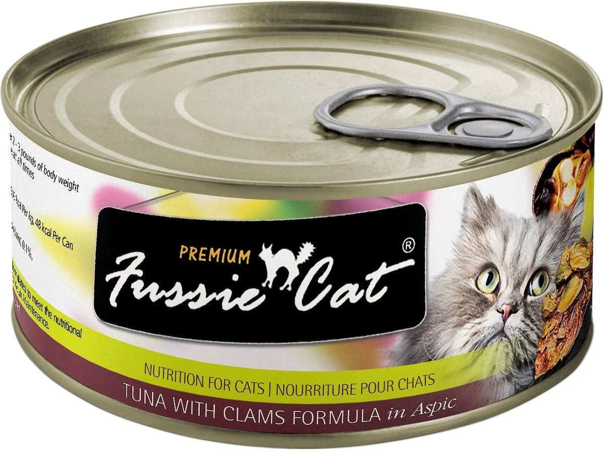 Fussie Cat Black Label Premium Cat Food Cans Tuna w Clams in